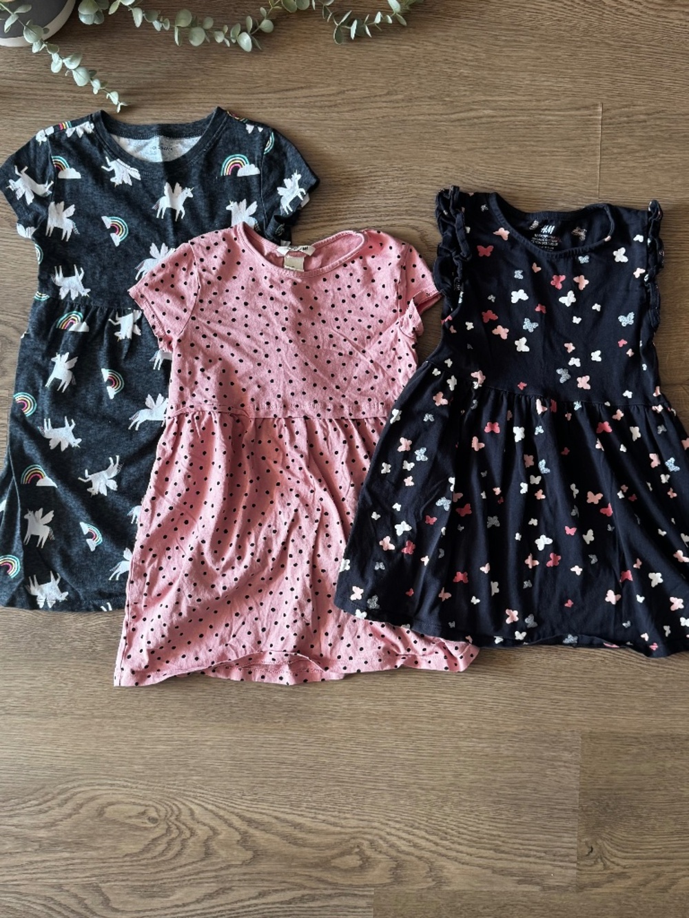 Girls Dress Bundle Size 5T 5/6 Old Navy H&M 3 Dresses Unicorn Butterfly Pink